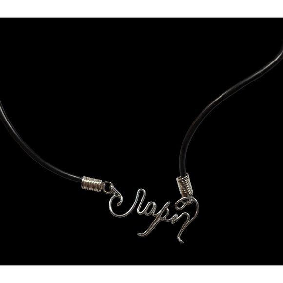 Wire Wrapped Cursive "Japan" Pendant Necklace - Picture 3 of 7